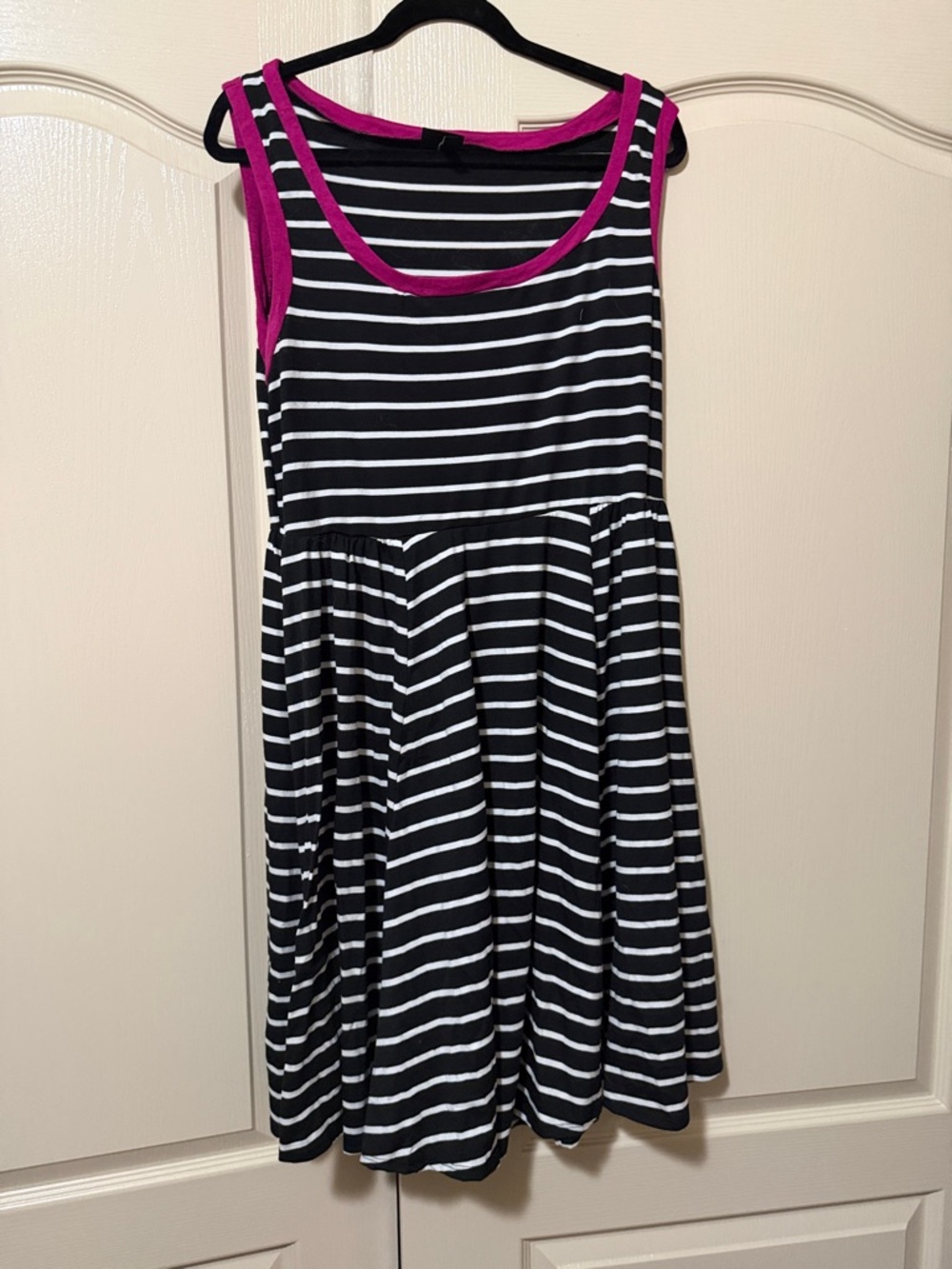 torrid Black & White Striped Tank Dress with Pink Trim